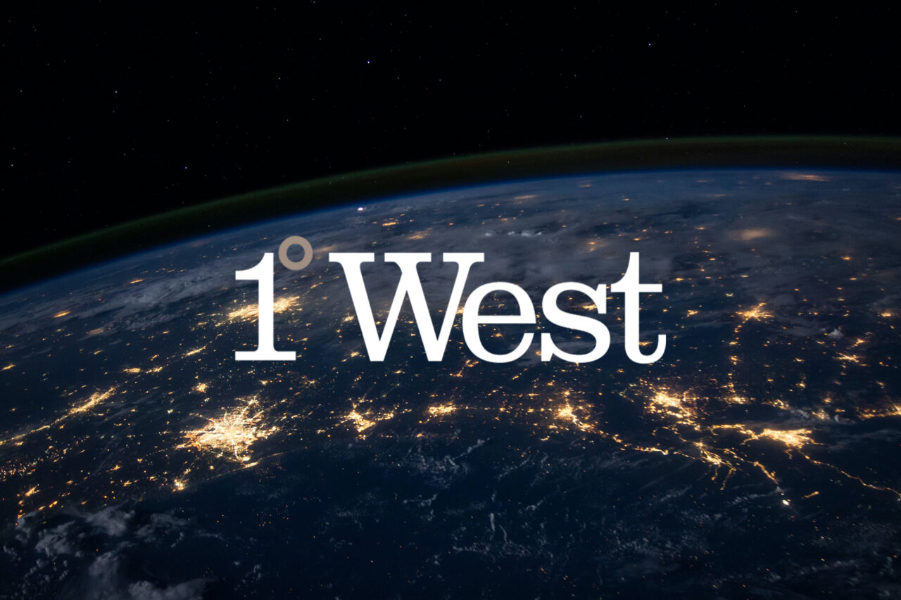 One degree west logo.