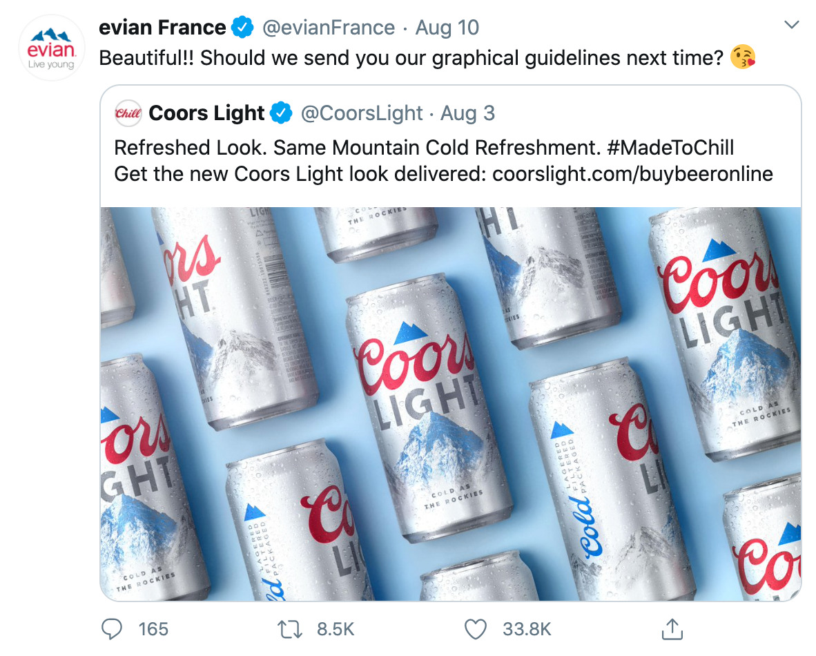 Evian and Corrs Light on Twitter