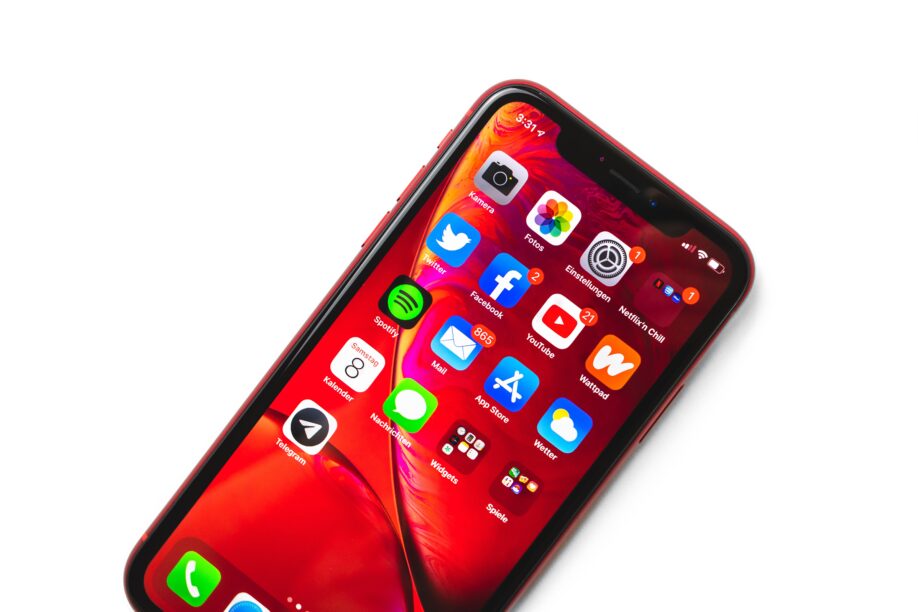 Social media icons on a mobile phone