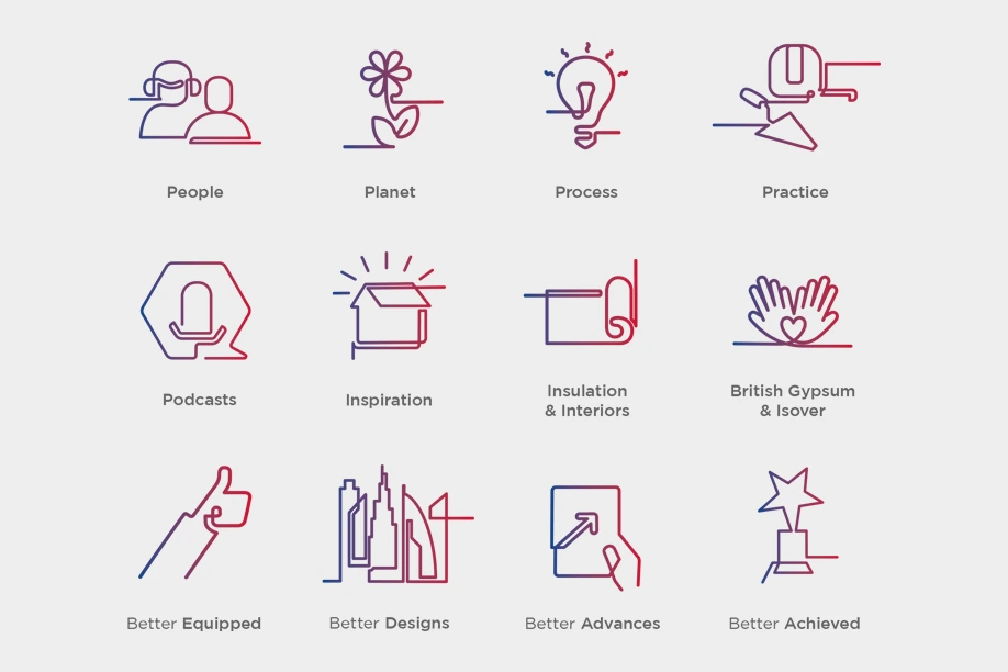 Saint-Gobain Interior Solutions, Building Better platform icons
