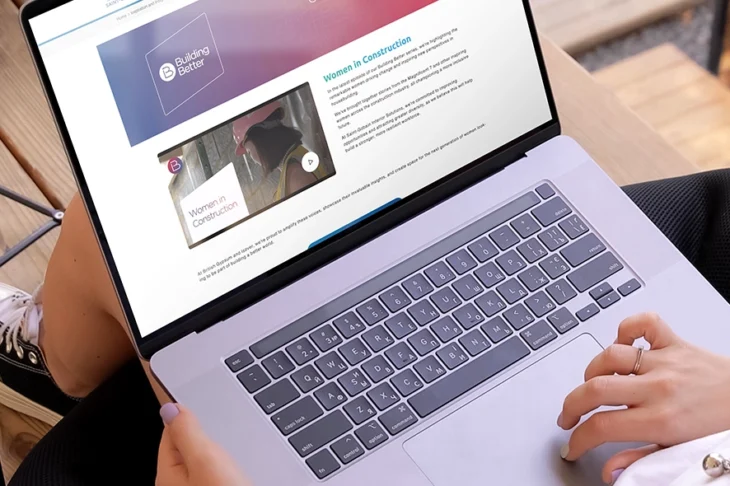 Laptop show casing Saint Gobain's building better page on their website. 