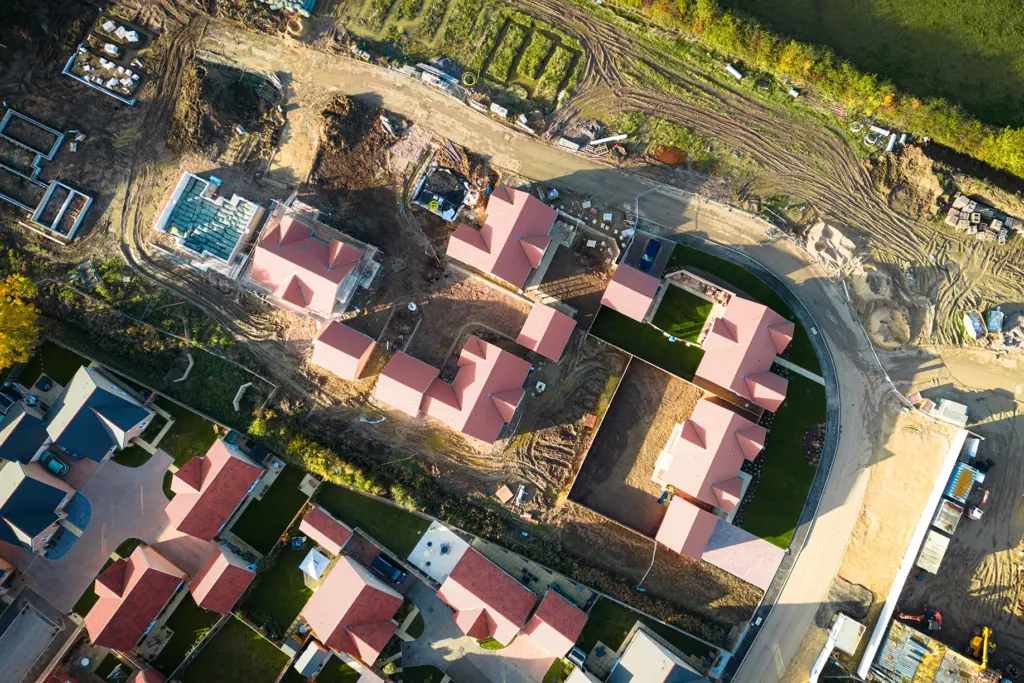 Top down shot of town