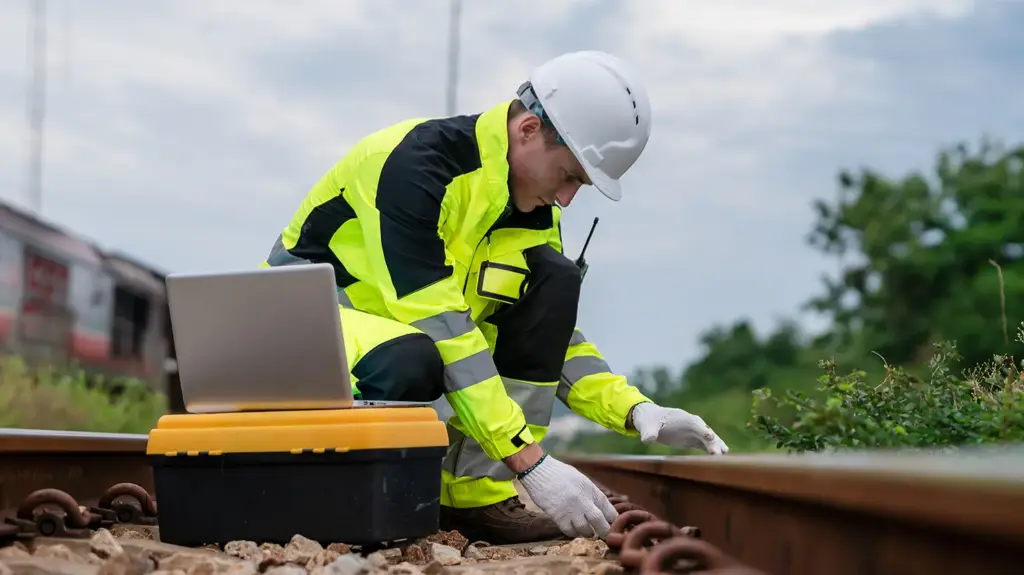 Construction worker working on the railway